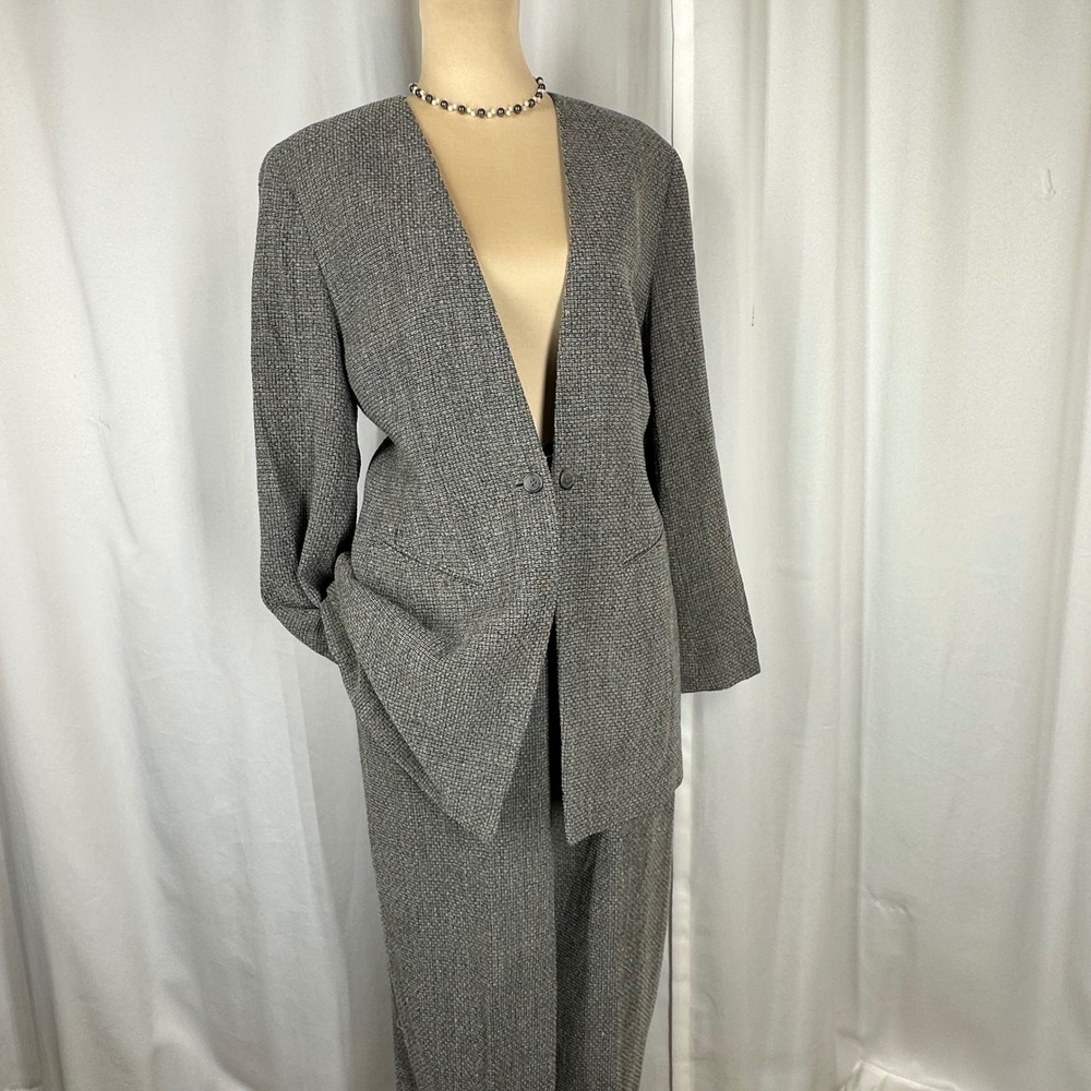Vintage Emanuel Ungaro Pantsuit Size 10/44 Gray Wool Blend Belted READ